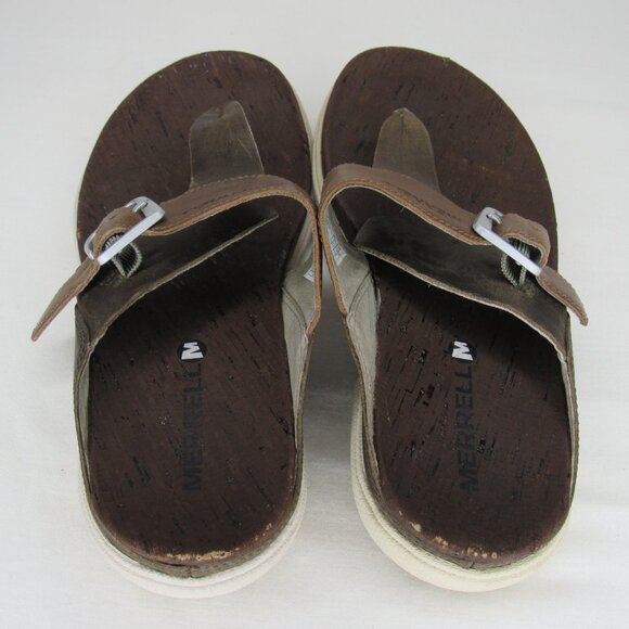 Merrell Brown Leather Flip Flop Buckle Sandal Women's 6 - Picture 4 of 9